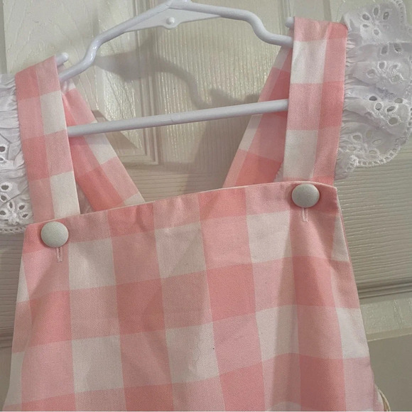 NWT Darling Mae Gingham Ruffle Butt Bubble Romper - Picture 8 of 8